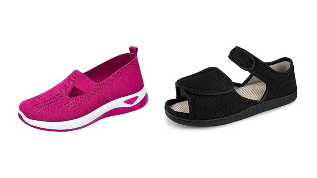 Dois calçados especiais para idosos